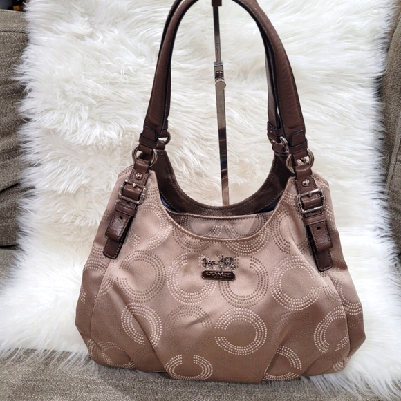 Coach Handbags - Coach Madison Maggie Op Art Dotted Shoulder Bag